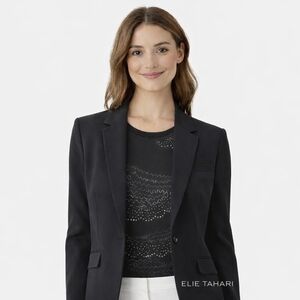 NWOT Elie Tahari Black Silk Sleeveless Top | Beaded Detail | Size Small